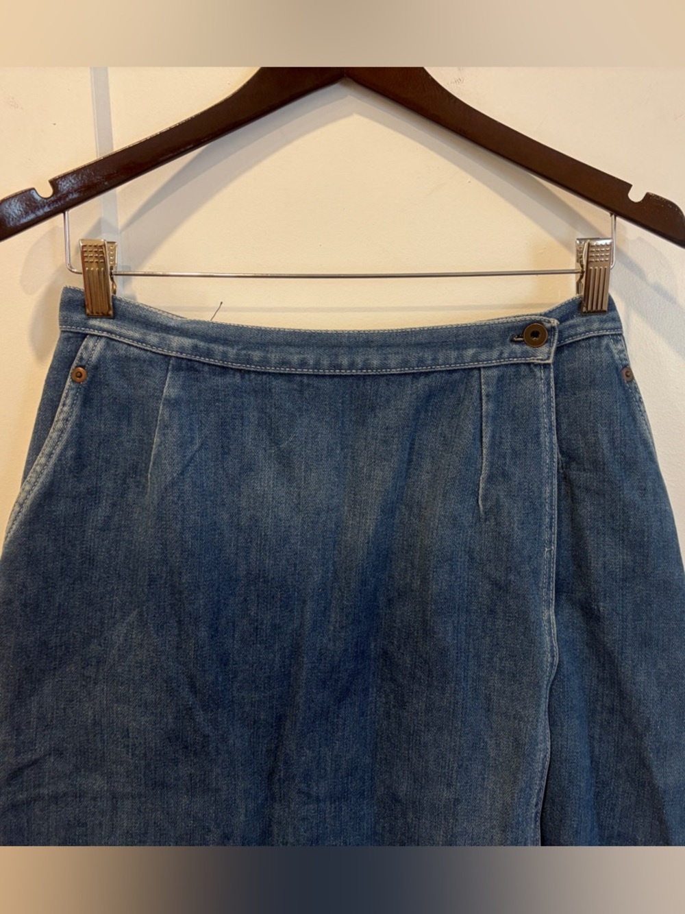 Classic Vintage 70s Blue Denim Wrap Skirt - Picture 2 of 12